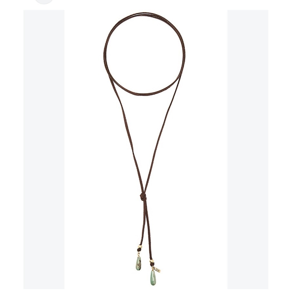Vanessa Mooney Bolo Green Stone Necklace Brown